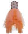 橙色贝壳层叠式薄纱连衣裙无袖长裙