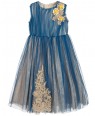 蓝色蕾丝薄纱裙正式礼服