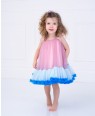 粉色蓝色网纱拼接吊带婴儿连衣裙公主裙