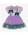 淡紫色蓝绿色网纱蝴蝶结婴儿公主裙礼服裙