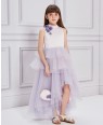 粉紫色网纱钉珠无袖连衣裙公主裙