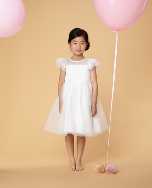 Short Sleeve White Party Dress Flowergirl