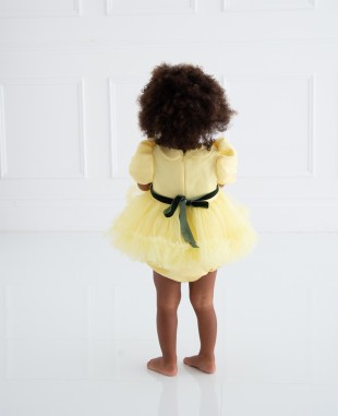 婴儿款亮黄色网纱公主裙礼服裙
