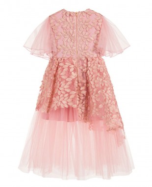 粉色蕾丝薄纱裙优雅婚礼礼服